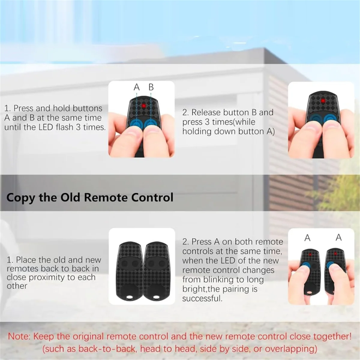 SEMOIC 3 Pack Garage Door Remote Control Key for TOP-432EE, 433.92MHZ, Universal Gate Fob Remote for CAM TOP-432EE, TOP-432EV