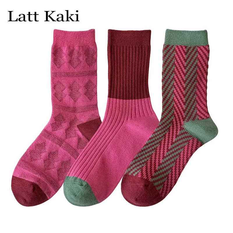 

3 Pairs Socks For Women New Novelty Fashion Girls Absorb Sweat Cotton Crew Socks Autumn Breathable Creative Color Korean Socks
