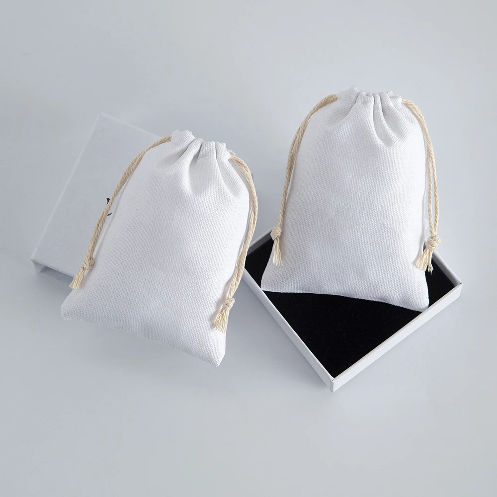 50pcs Bulk Drawstring Cotton Linen Storage Bag Christmas Gift Candy Organizer Cotton Bag Makeup Cosmetic Rings Jewelry Bags