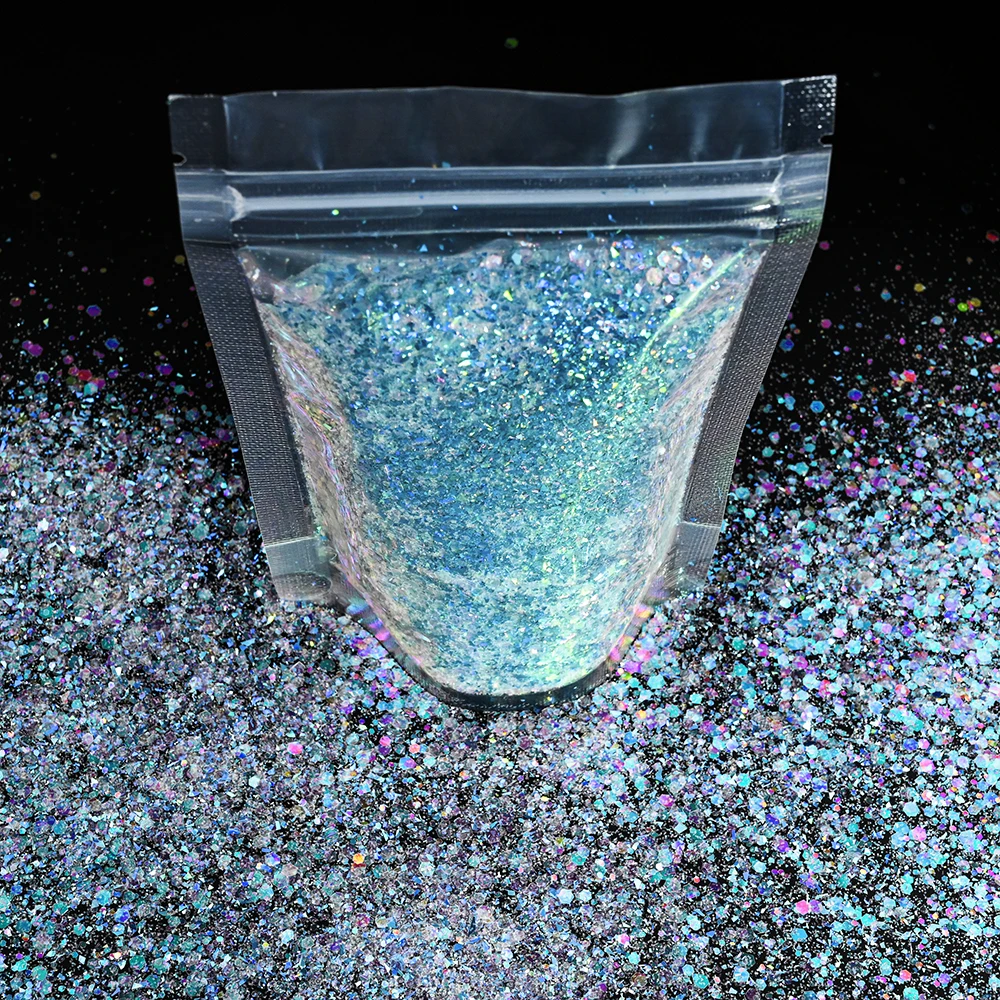 

50g/Bag Laser Glitter Epoxy Resin Filling Rainbow Filler DIY Mix Hexagon Candy Color Sequins For Jewelry Making Nail Tumbler ^#