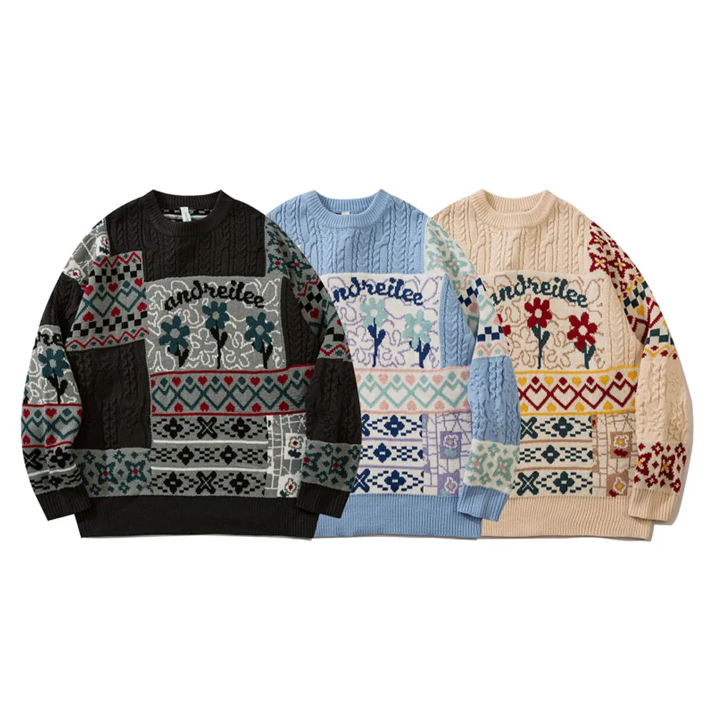 Men's Y2K Autumn Knitted christmas sweater Couple Luxury Sweatshirt Knitwear Pullover Winter Korean Clothes Style 2023 For Men