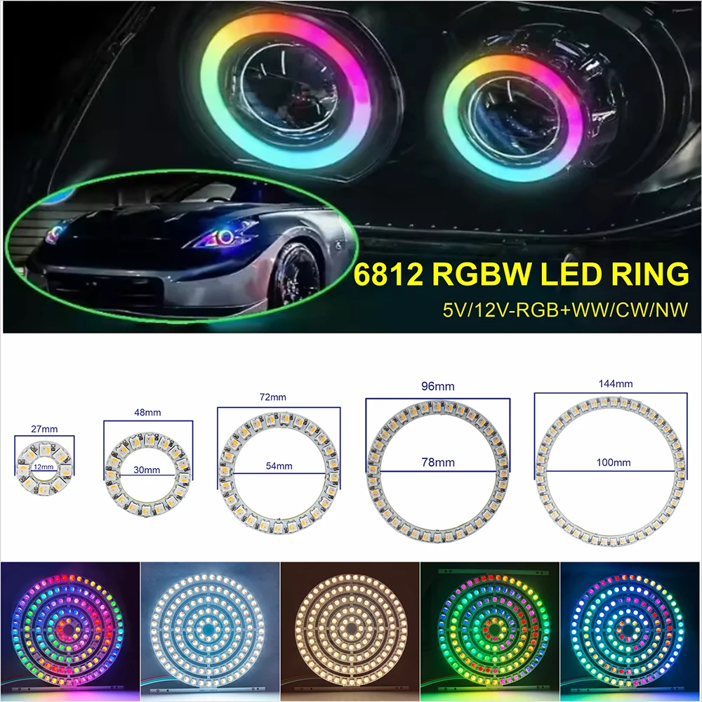 6812 RGBW WW CW LED 링 8/16/24/35/45Leds LED 픽셀 개별 ..