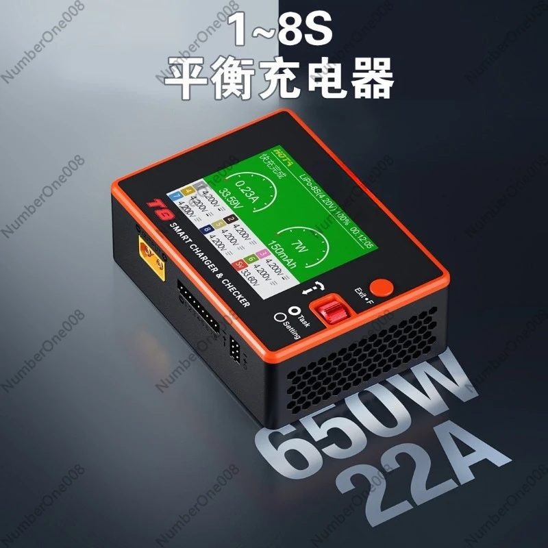 HOTA T8 650W 22A 1-8S Интеллектуальное зарядное устройство, интеллектуальное балансировочное зарядное устройство с экраном 2,8 дюйма для RC Lipo батареи thumbnail 3