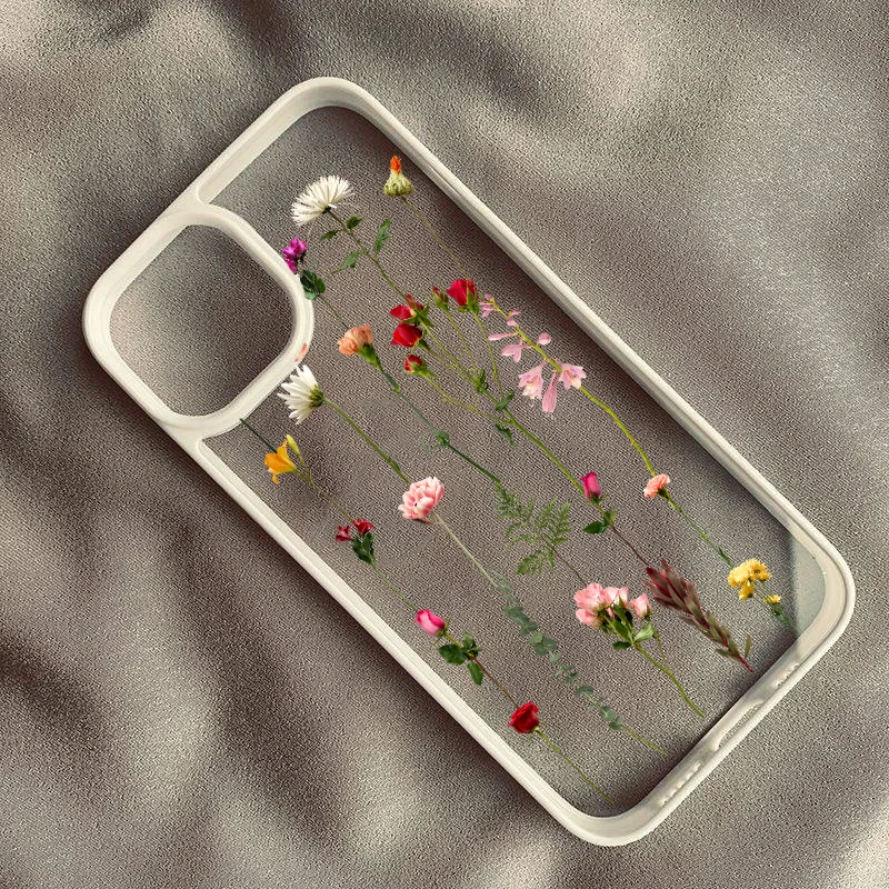 Elegant Pink Floral Shockproof Phone Case - Stylish Flower Design with Black Accents