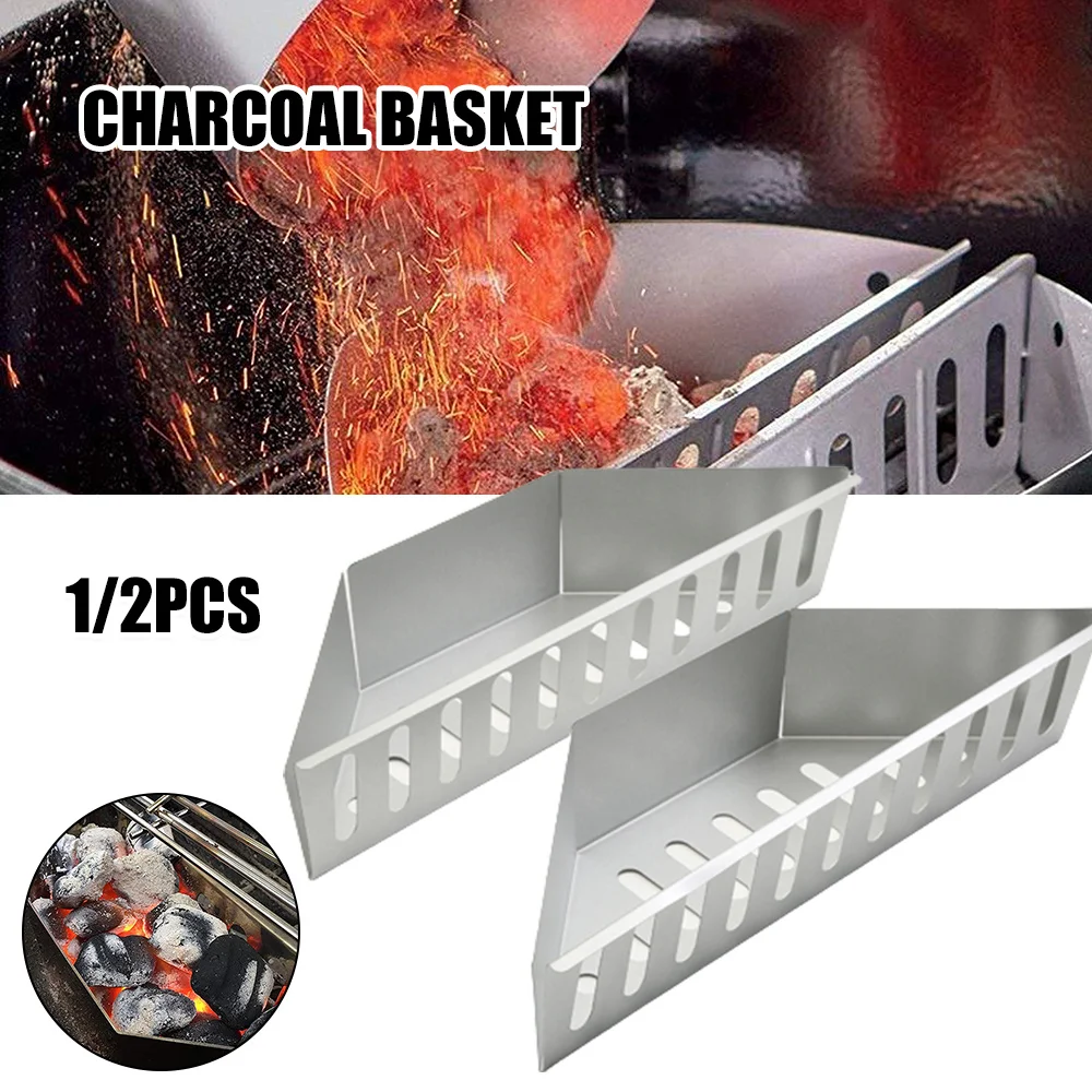 Aluminized Charcoal Basket Stainless Steel Large Charcoal Basket Fuel Holders for Kettle BBQ Grills Bbq Charcoal Basket