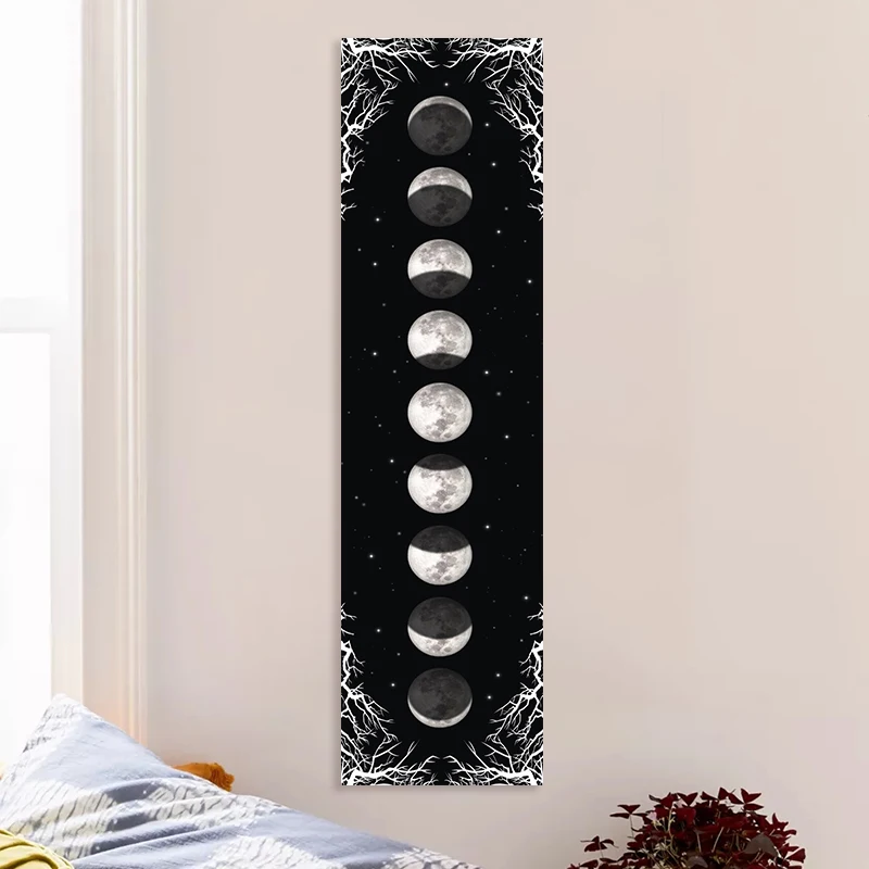 Moon Phase Tapestry Black and White starry sky Wall Hanging Moon Throw Blanket Home Decor Wall Hanging Bohemian Cloth Mural tapestry decorations