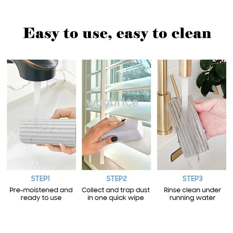 Car Damp Clean Duster Sponges Reusable Eraser Brush Blinds Kitchen Window Sponge Duster Cleaning Tools Auto Accessories car cleaning tools