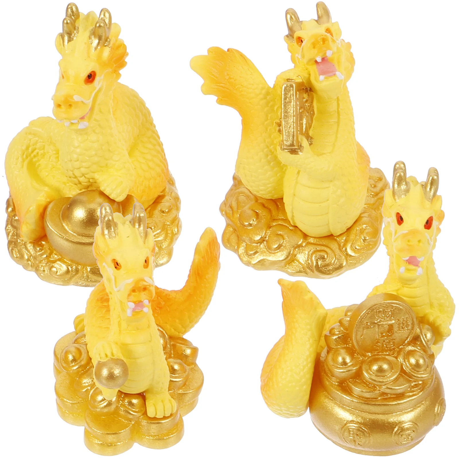 

4 Pcs 2024 New Year Dragon Ornaments Office Desk Decor Mini Figurines Sculpture