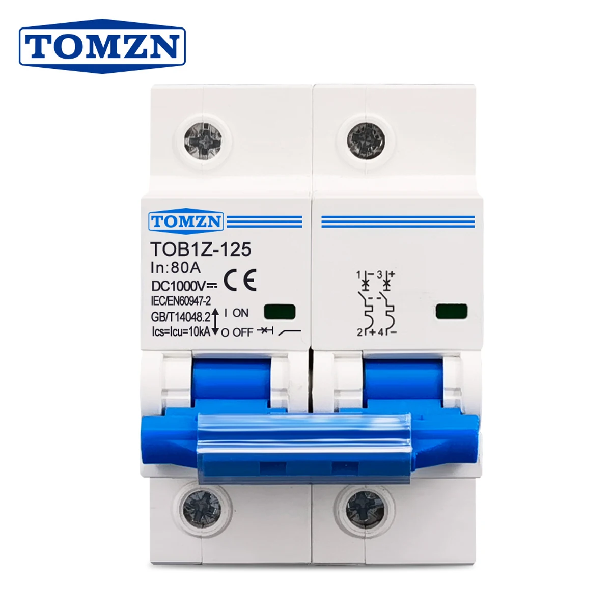 Circuit breaker 2P 1000V DC 80A 100A 125A for PV system C curve battery main switch