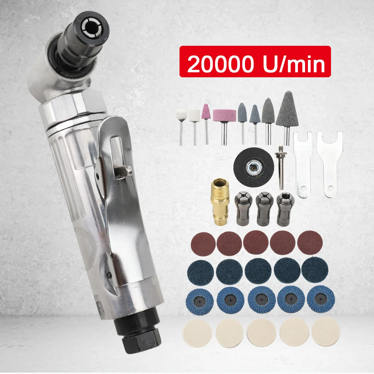 Winkelschleifer für Druckluft 90er ° Rod Polisher Grinder 1/4 Zoll Micro Air Stabschleifer Kit mit Schleifscheiben – Detail 6