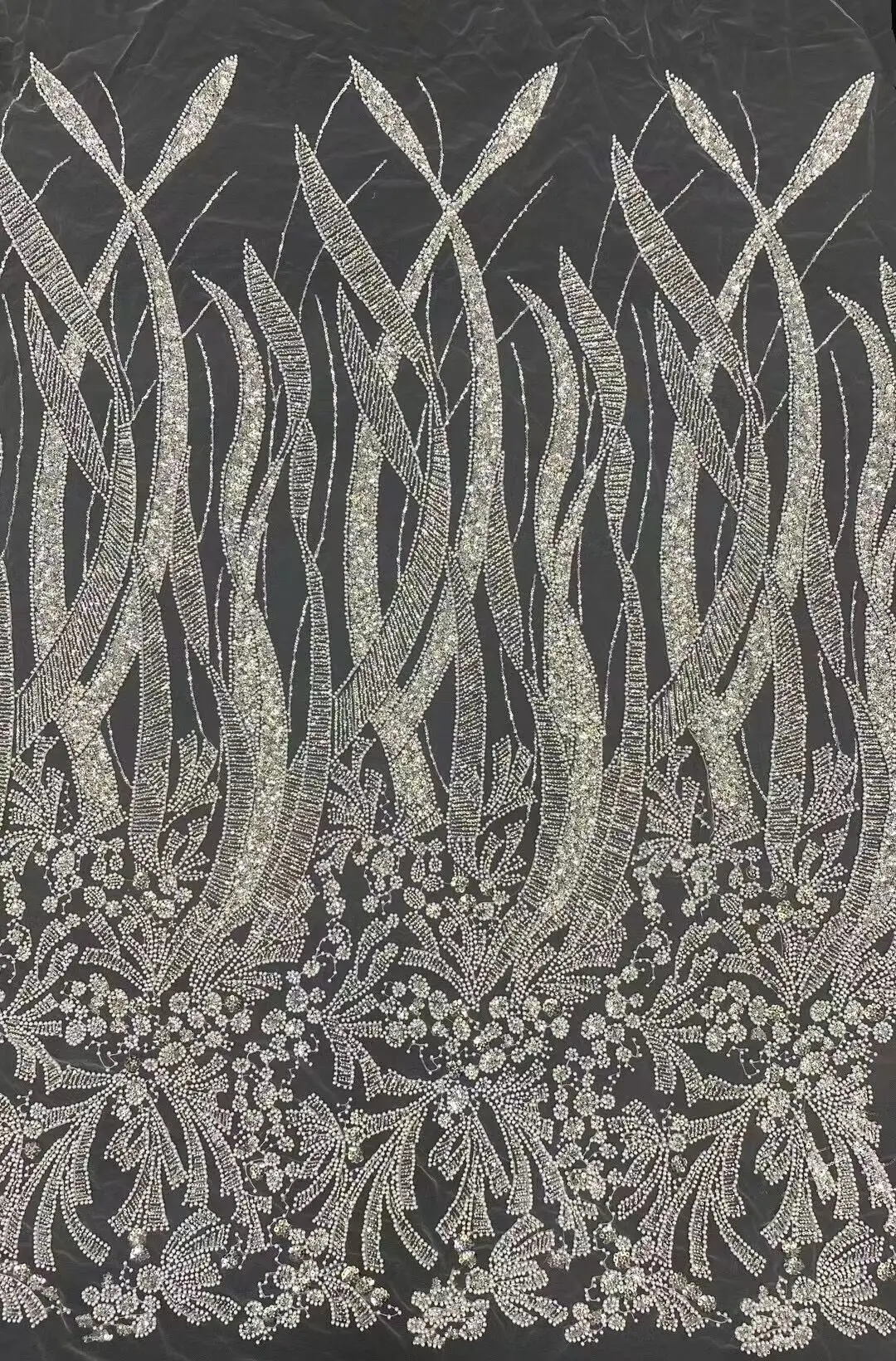 

African Lace Fabric with beads High Quality S-13028724 French Tulle Embroidery Mesh Material For Nigerian