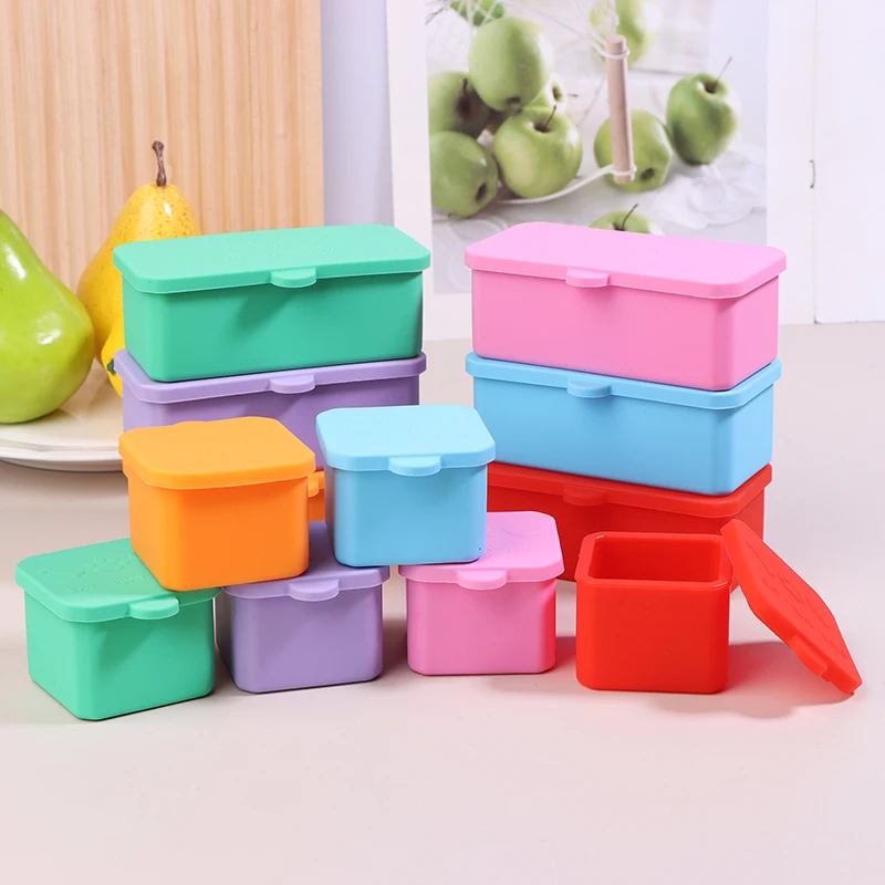Silicone Condiment Box Bento Organizer Sauce Divider With Lid Reusable
