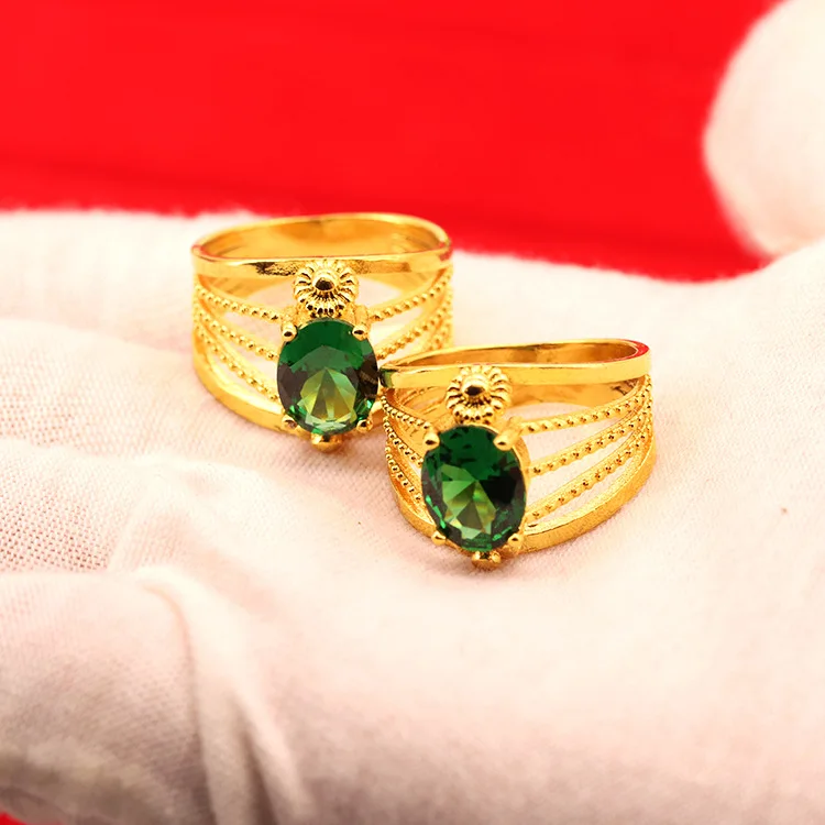 

Pure 14k Yellow Gold Coating Emerald Ring for Women Classic Glossy Crown Ring for Bridal Birthday Wedding Bands Jewelry Gifts