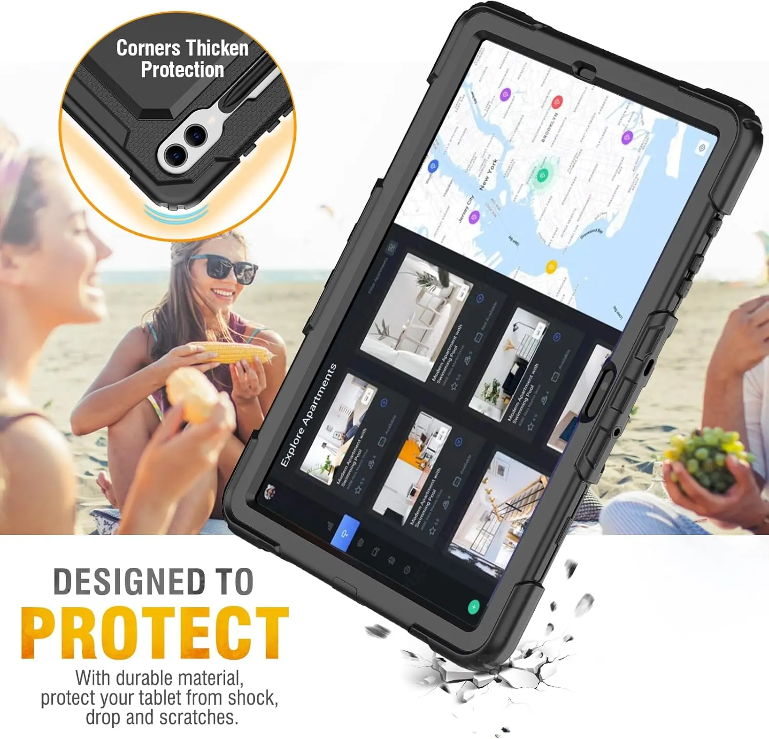 Shockproof Tablet Case with Screen Protector and Handle Belt Cover