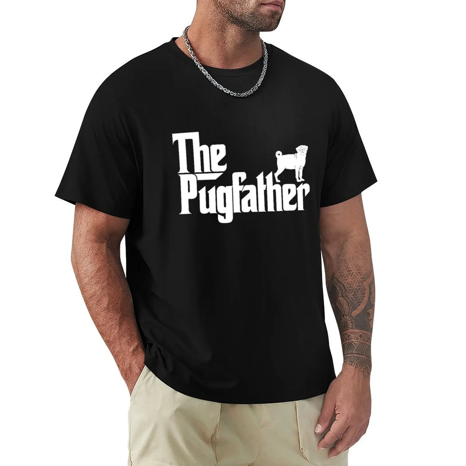 

The Pugfather Funny Pug Dog Fathers day T-shirt funnys blanks mens t shirt