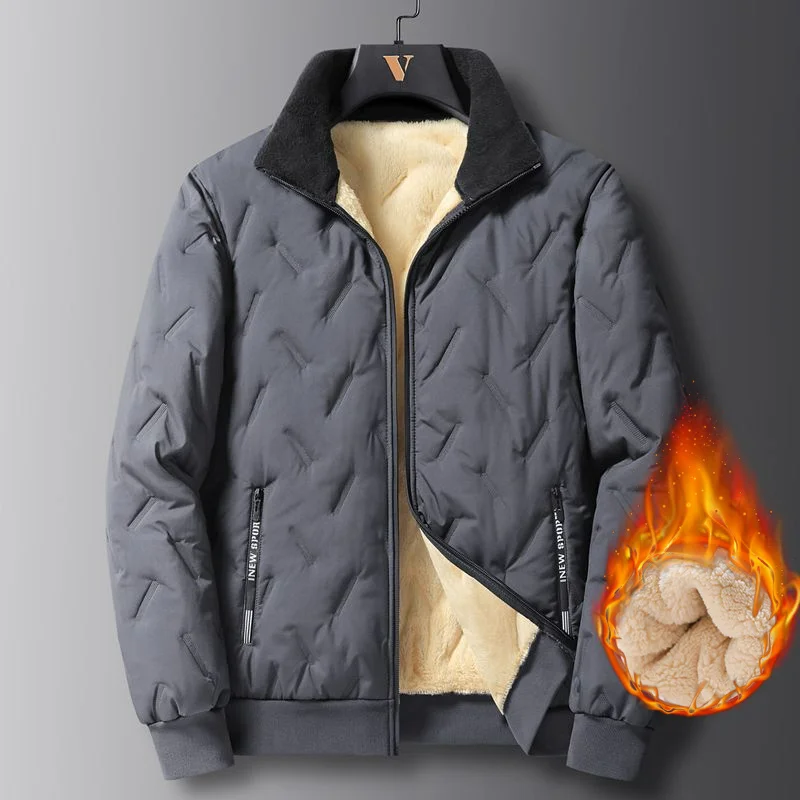 Outdoor Men Lamb Fleece Warm Heavy Jackets Streetwear Fashion New Winter Thicken Stand Collar Long Sleeve Big Size Casual Coats