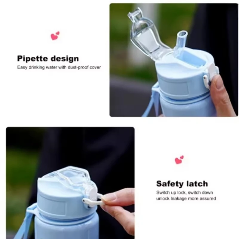 Copo de palha de desenho animado capivara, garrafa de água isolada fofa com zíper, grande capacidade, leve e portátil para escola, ao ar livre 5