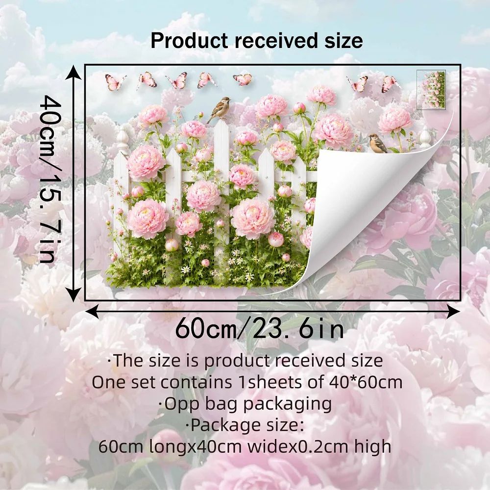 Charming Vintage Peony Bloom Removable Wall Mural Decor
