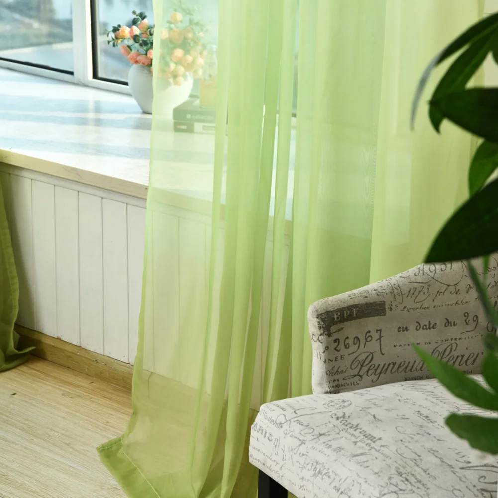 Gradient Tulle Curtain Window Modern Bedroom for Living Room Voile Solid Color Sheer Yarn Panel Kitchen Ready Made