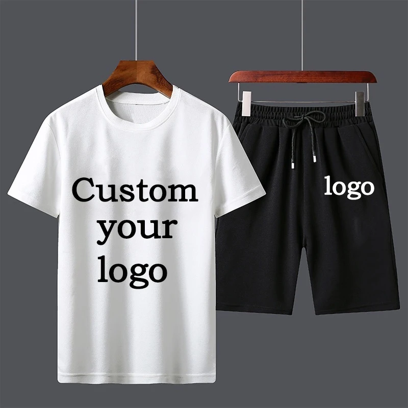 Men's Summer TracksuitsShort Sleeve + Shorts 2PCS High-quality Sports Kit Streetwear Custom logoT-shirt Sets