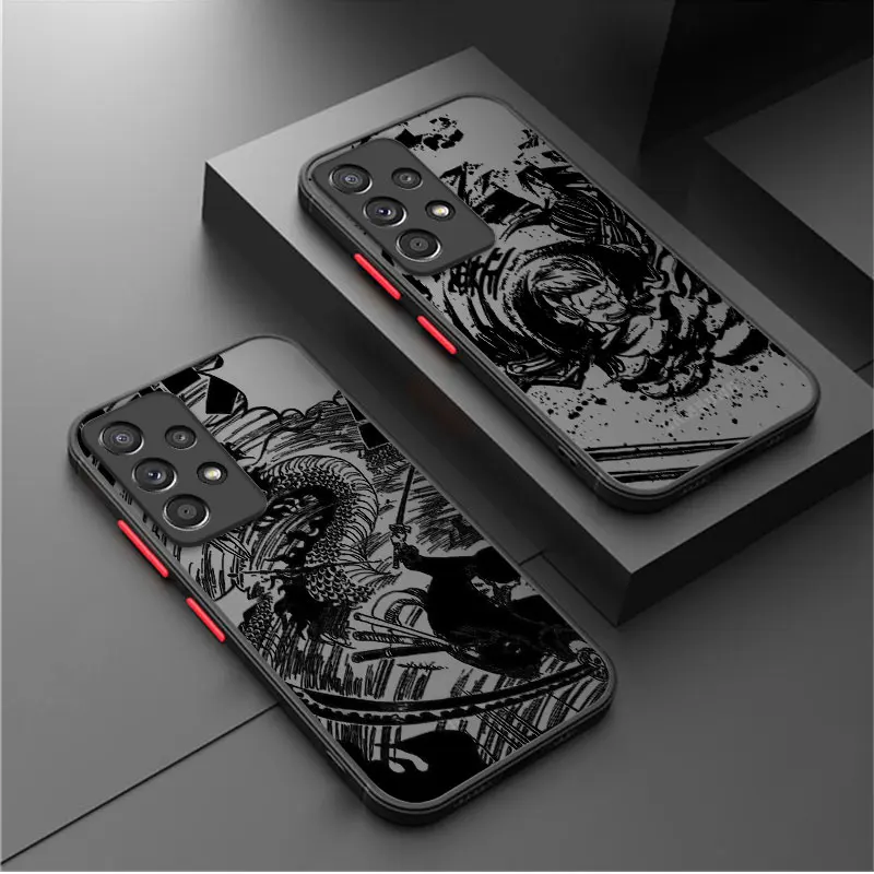 

Matte Phone Case for Samsung Galaxy A53 A52 A50 A71 A51 A70 A72 A73 M62 M53 M52 Black Silicone Frame HardZoro Kaido Whitebeard