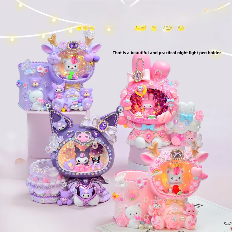 

Sanrio DIY Pen Holder Small Night Light Kuromi My Melody Creative Utility Gift Handmade Decor Cartoon Gift Cute things for girls