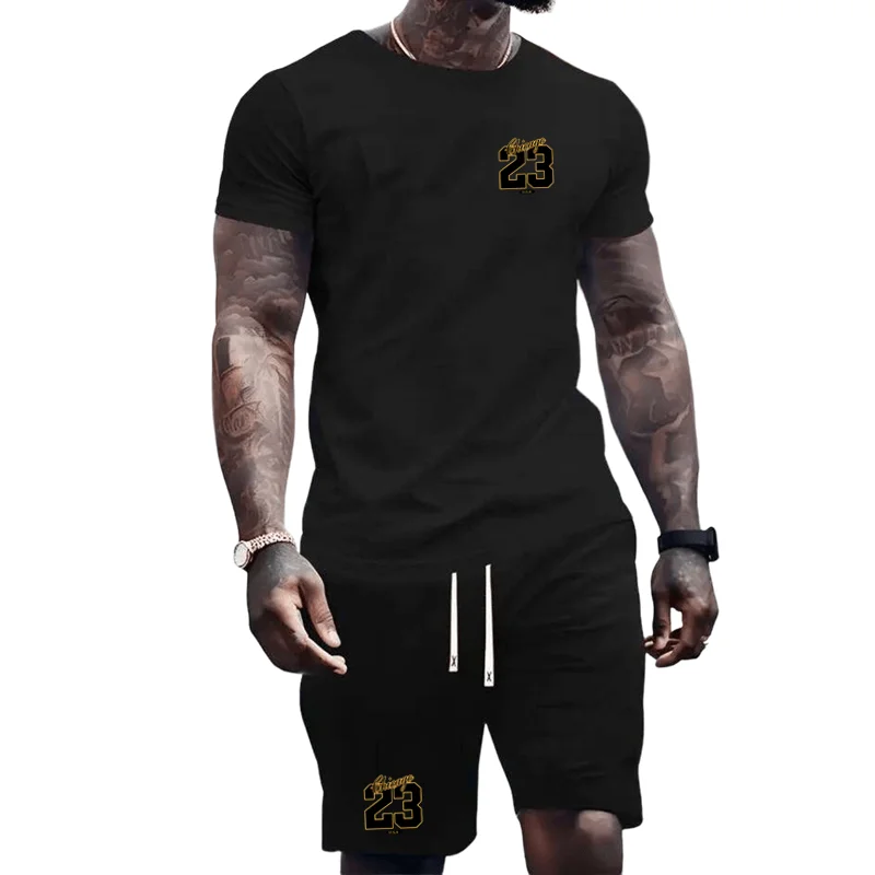 2024 Summer Fashion Men's Sportswear T-shirt Shorts Set Casual Short Sleeve Set Jogging Fitness Clothing Brand Clothing 6
