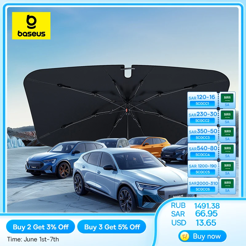 Baseus Windshield SunShade Umbrella Hemmed Edges Cover Protector Parasol Car Summer Sun Protection Front Window Sun Shade