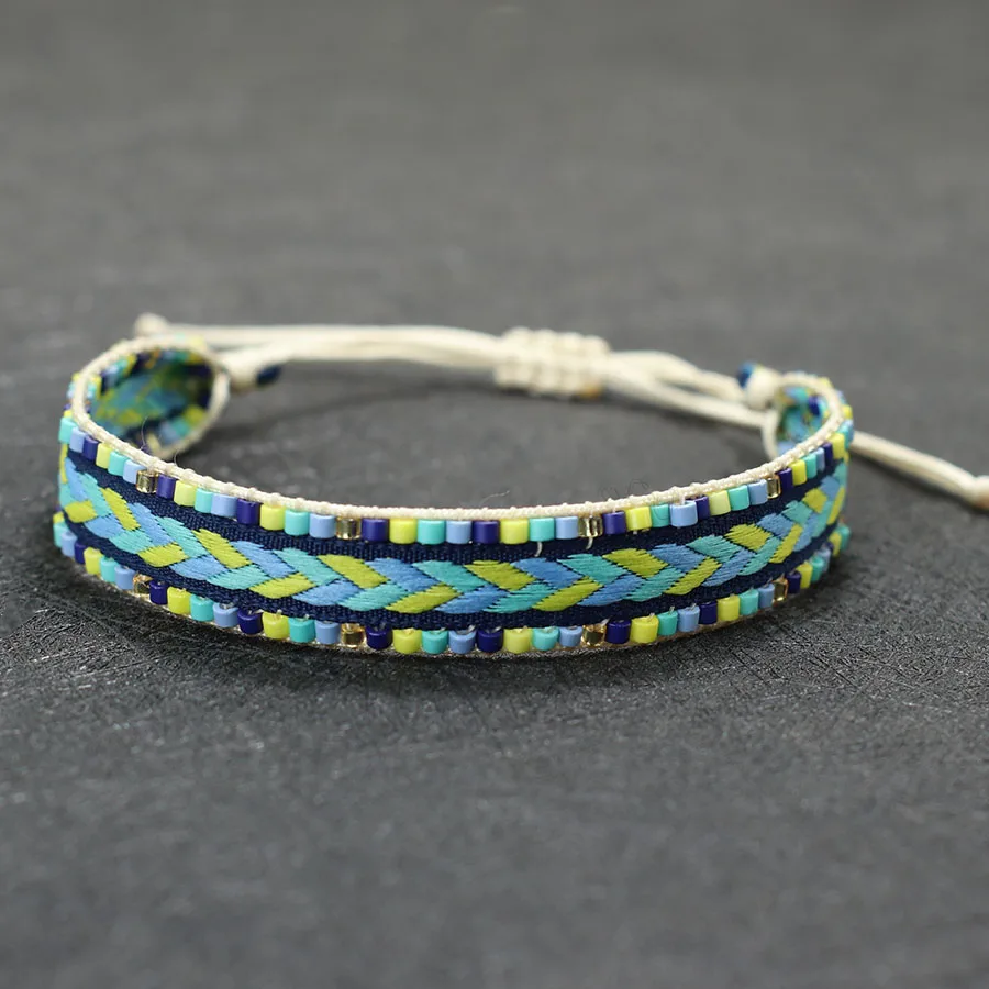 Handmade Seed Beads Adjustable String Bracelet for Men and Women