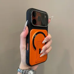 Enhanced Multi - Functional Invisible Dual Support Bracket Phone Case with Wireless Charging Cover - iPhone 11 Pro (Orange)