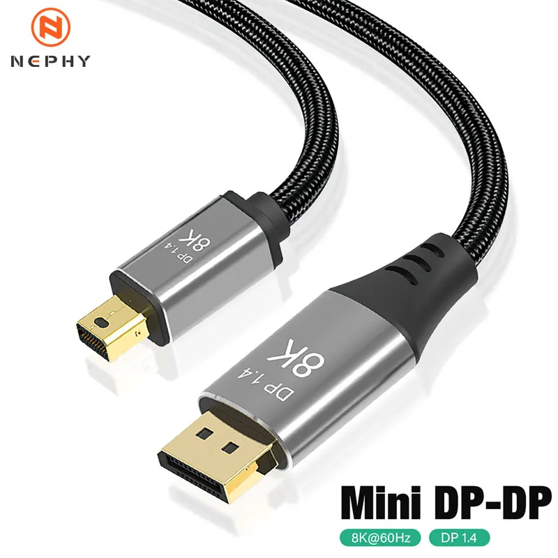 모니터 프로젝터 노트북 맥북용 양방향 미니 DP-DP 케이블, 8K 60Hz, 4K144Hz DP-미니 디스플레이 포트 DP 케이블, 1m/3m