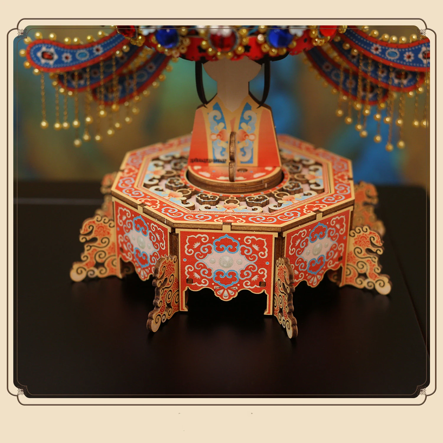 DIY 3D 나무 피닉스 크라운 뮤직 박스 미니어처 모델 키트 조명 조립식 직소 퍼즐 친구 생일 선물