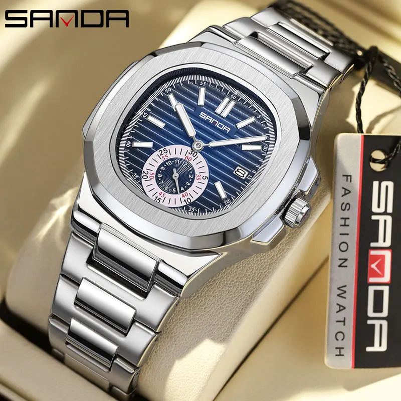 

SANDA 2023 New Luxury Men's Watches LED Quartz Watch Men 30M Waterproof Casual Wristwatch for Male Clock Relogio Masculino 7020