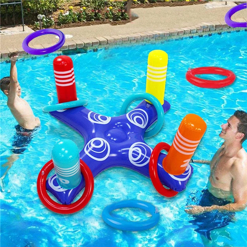 Inflatable Toys Ring Throwing Ferrule Inflatable Ring Toss Pool Game Toy Kids Outdoor Pool Beach Fun Summer Water Toy