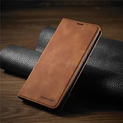 Leather Magnetic Flip Wallet Case with Card Slot and Phone Cover for iPhone 13 Pro (Brown)