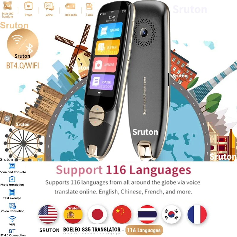 Dispositivo de tradutor de idiomas com tradução instantânea da iflytek 1.5  - AliExpress