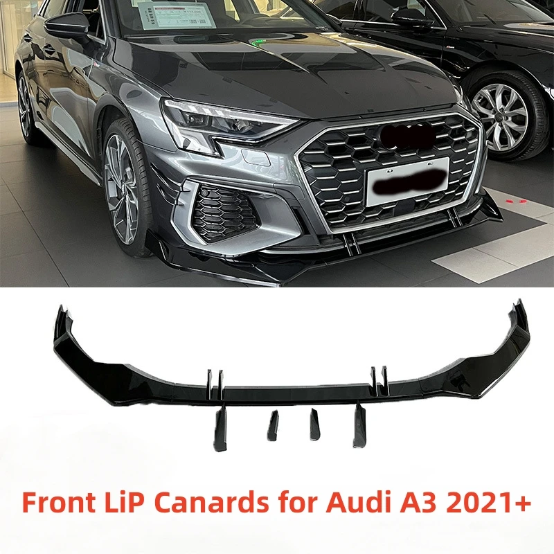 

Глянцевые черные губы на передний бампер для Audi A3 A3L 2021 + сплиттер Противоударная полоса модификация автомобиля аксессуары для стайлинга