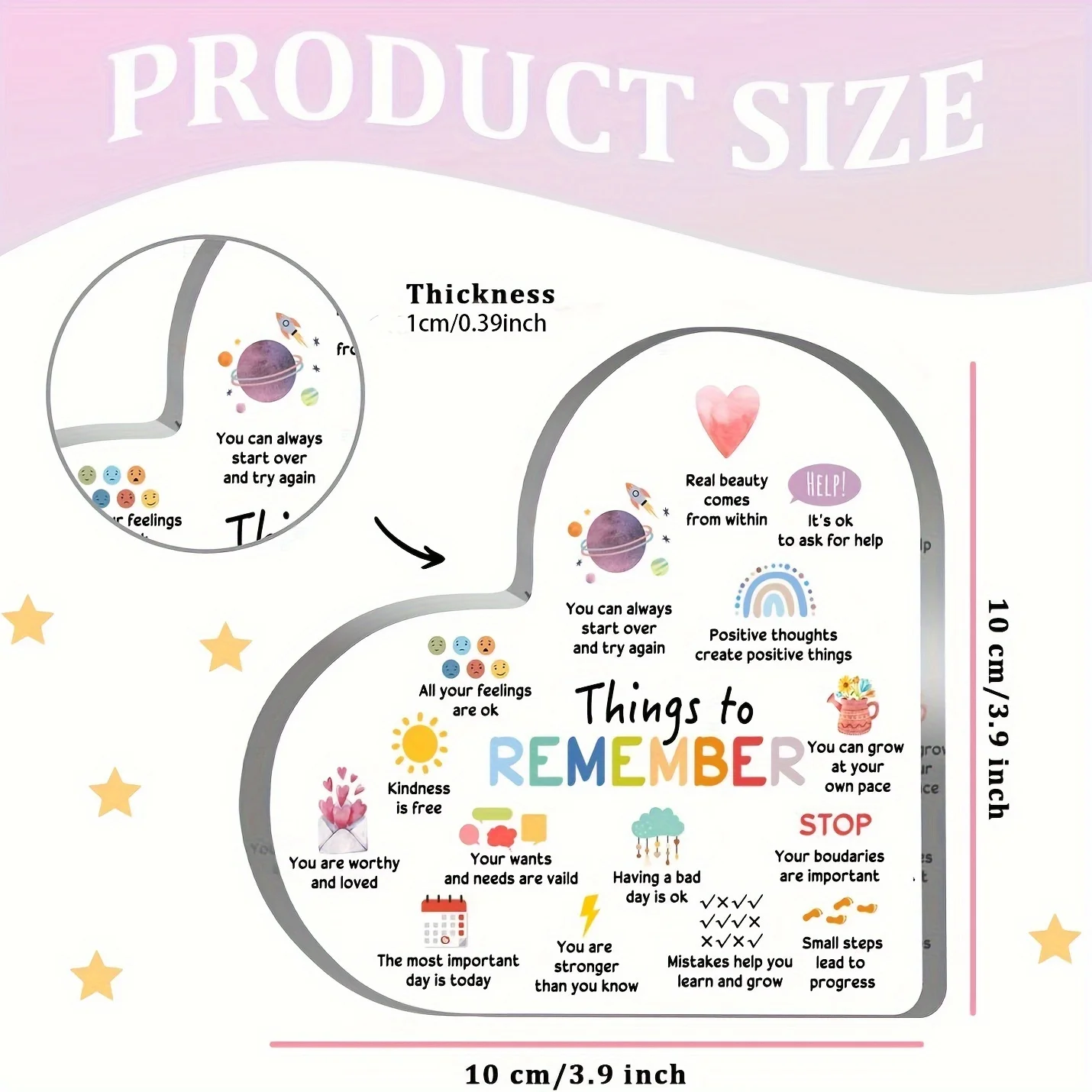 Mental Health Affirmations Heart Acrylic Sign 2