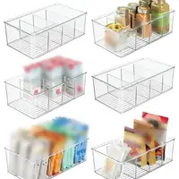 Refrigerator Organizer Bin Clear Plastic Food Storage Organizer Fridge Storage Box With Divider Freezer Pantry kitchen Organizer 3
