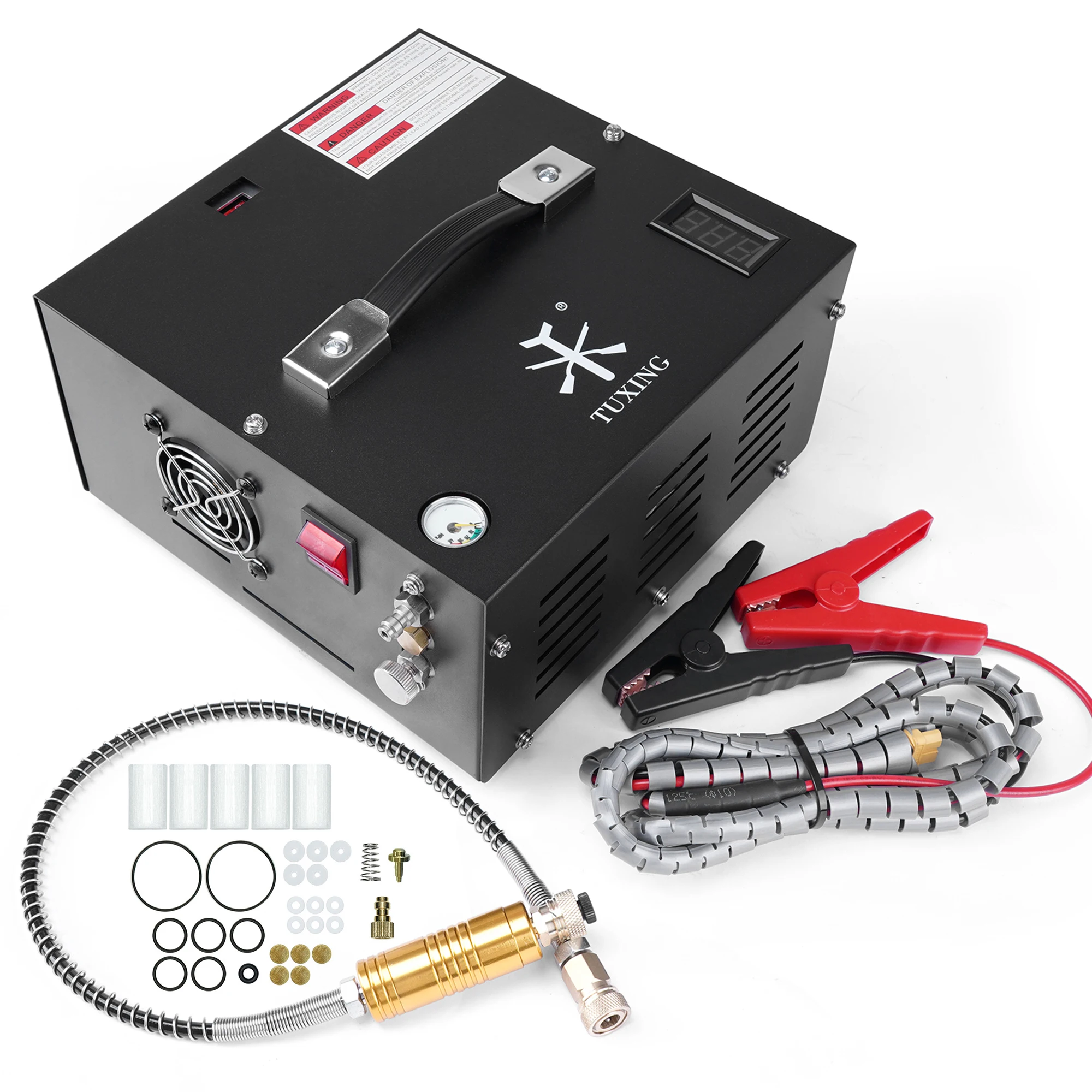 TUXING TXES061 300Bar 12V PCP ضاغط الهواء 4500Psi المحمولة ضاغط عالي المدمج في محول الطاقة خزان الغوص