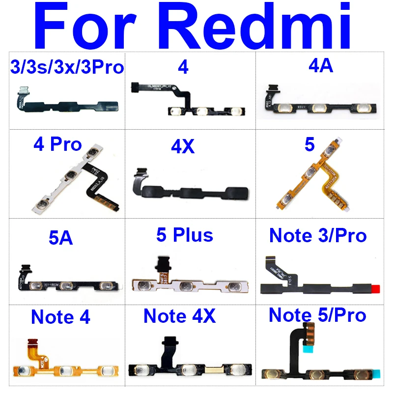 

Power & Volume Side Button Flex Cable For Xiaomi Redmi Note 3 4 4X 5A 5 Pro For Redmi 3 3X 3S 4 Pro 4A 4X 5A 5 Plus Repair Parts