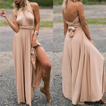 Home Fashion Multi-worn V-neck Vestidos De Fiesta Women Long Dress Sexy Strapped Lady Summer Maxi Dress 1
