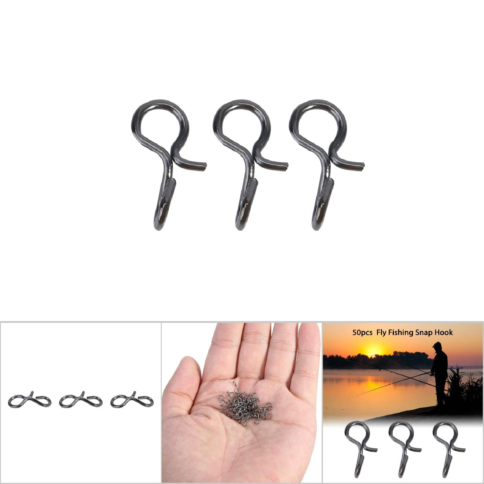 Black Stainless Steel Fly Hook Lure Snap Convenient Change Fishing Snaps