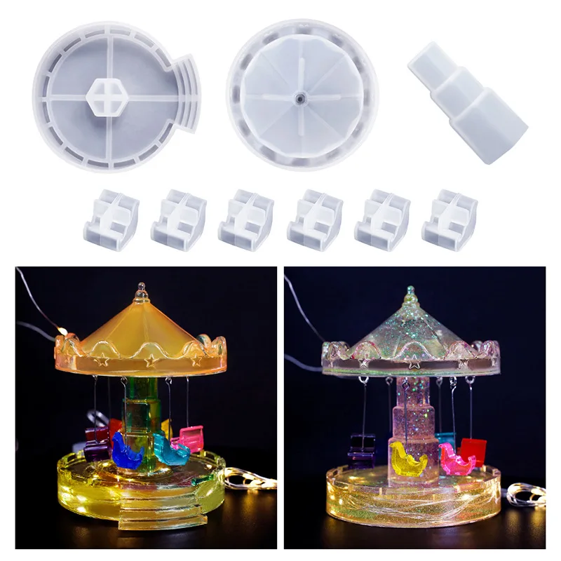 3D Crystal Epoxy Resin Molds Rotary Flying Chair Carousel DIY Accessories Jewelry Home Decoration Craft Ornament Casting Tool