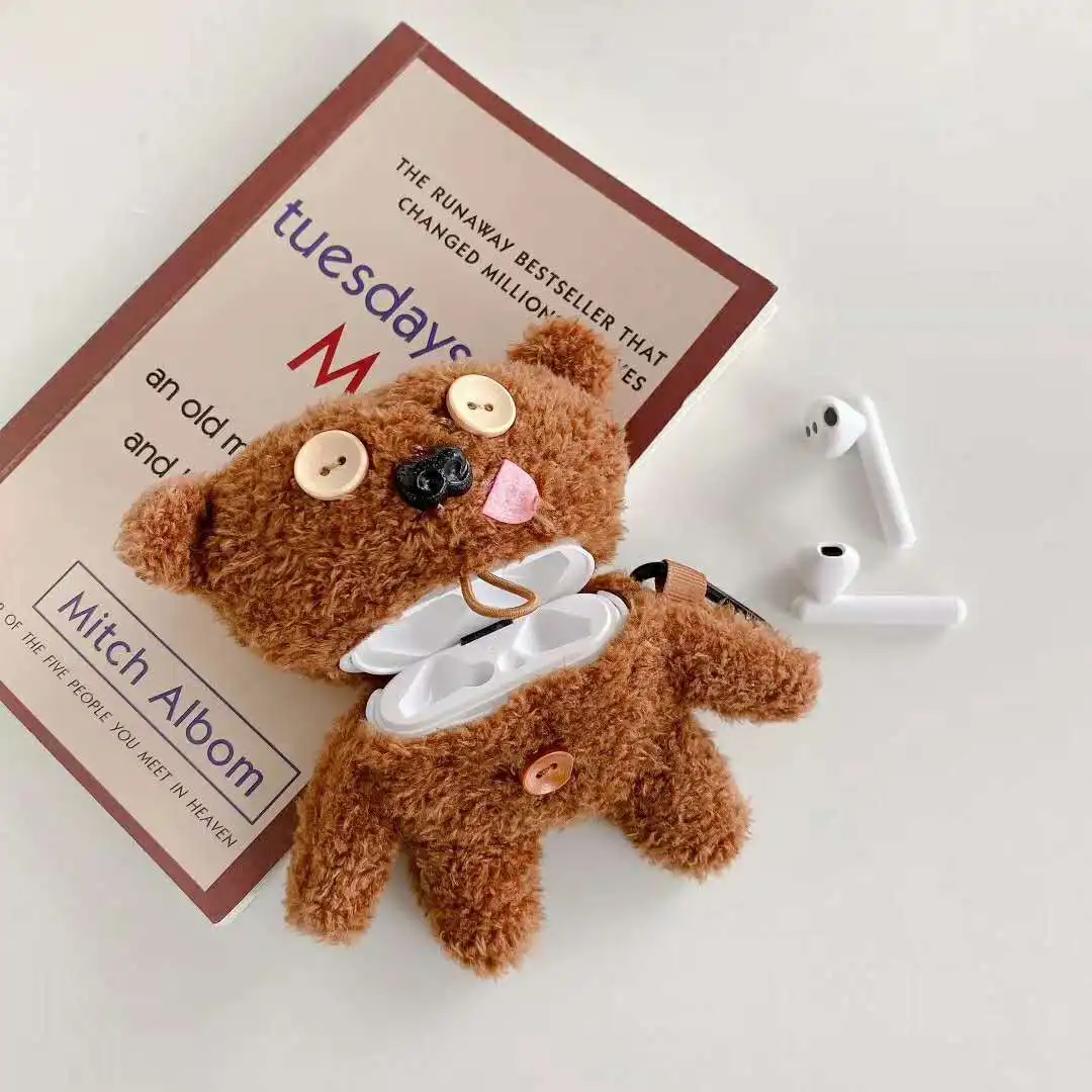 Botões de Pelúcia Bonito Urso Case para Apple Airpods Pro Bluetooth Fone de Ouvido Case Carga Cases Protetores Fones Case - Image 6