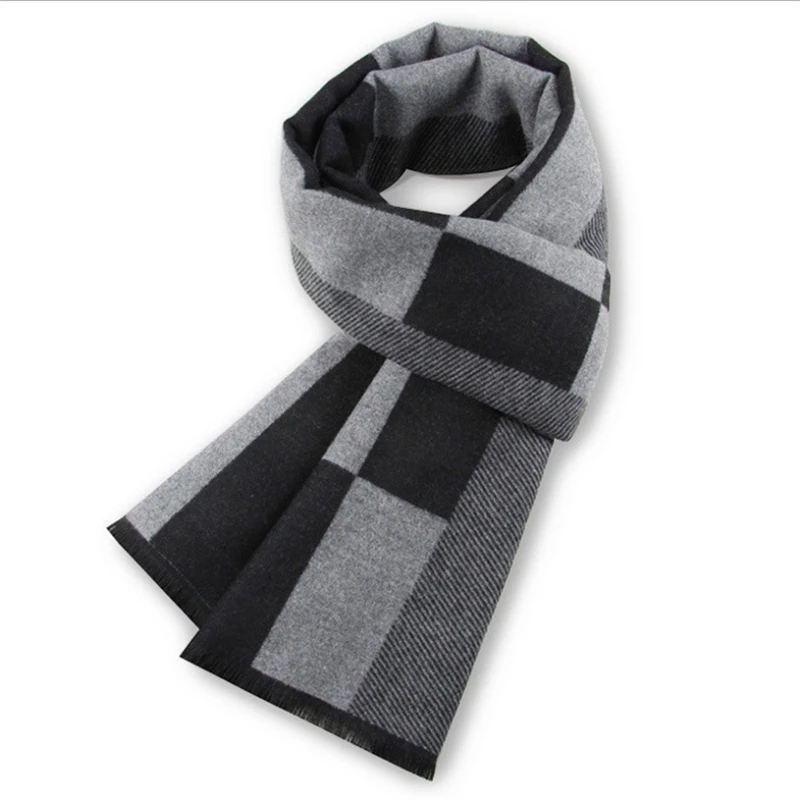 Men's Plaid Scarf Neck Wrap Autumn Winter Spring Fall Gentleman Cashmere Feeling Soft Warm