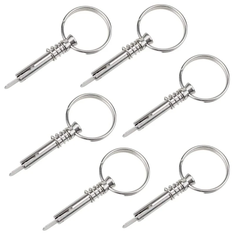 6Pcs 퀵 릴리스 핀 보트 비미니 탑 핀 드롭 캠 및 스프링이 있는 1/4 인치 직경, 풀 링 XY가 있는 해양 하드웨어