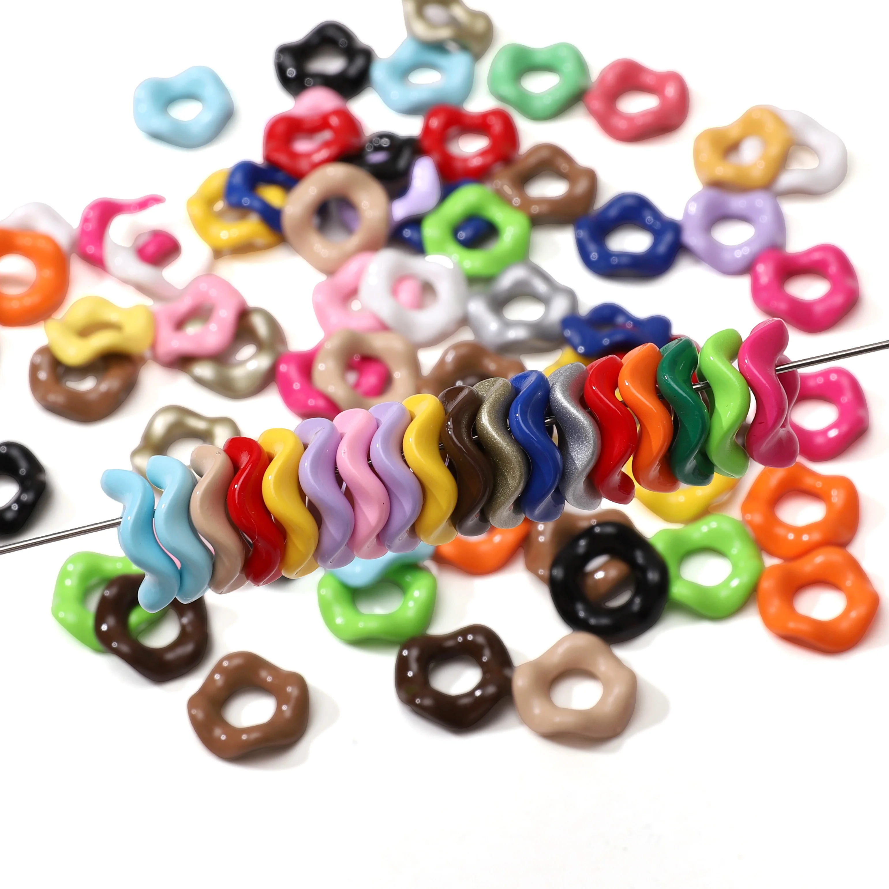 5/20 Stück 16 mm mehrfarbige Acryl-Sprühlack-Perlen mit großem Loch für Schmuckherstellung, DIY-Schlüsselanhänger, Armband, Halskette, Zubehör – Detail 3
