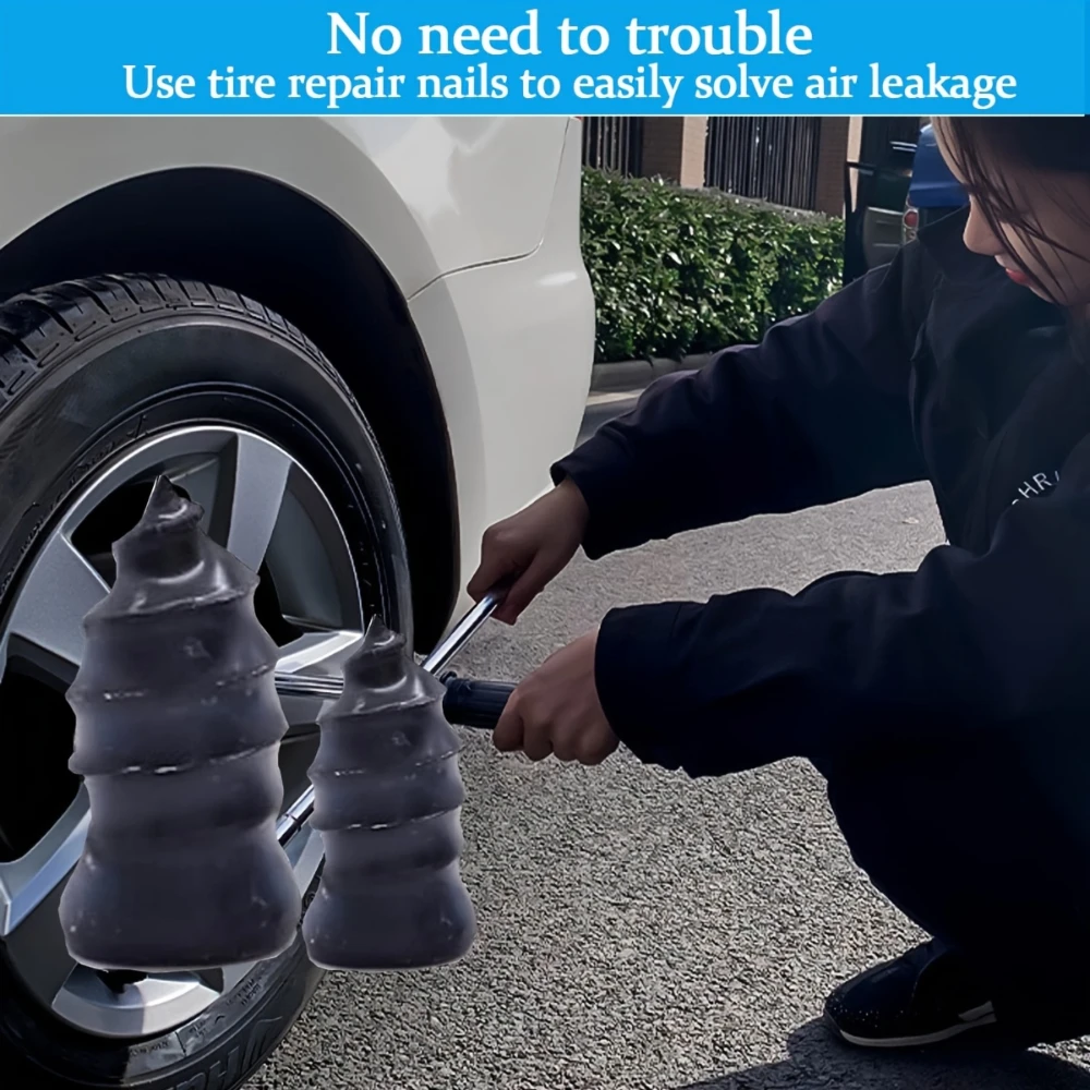 30개 타이어 수리용 고무 못 키트, 진공 타이어 수리용 고무 못 나사, 타이어 수리 플러그, 빠른 셀프 서비스 타이어 수리 도구