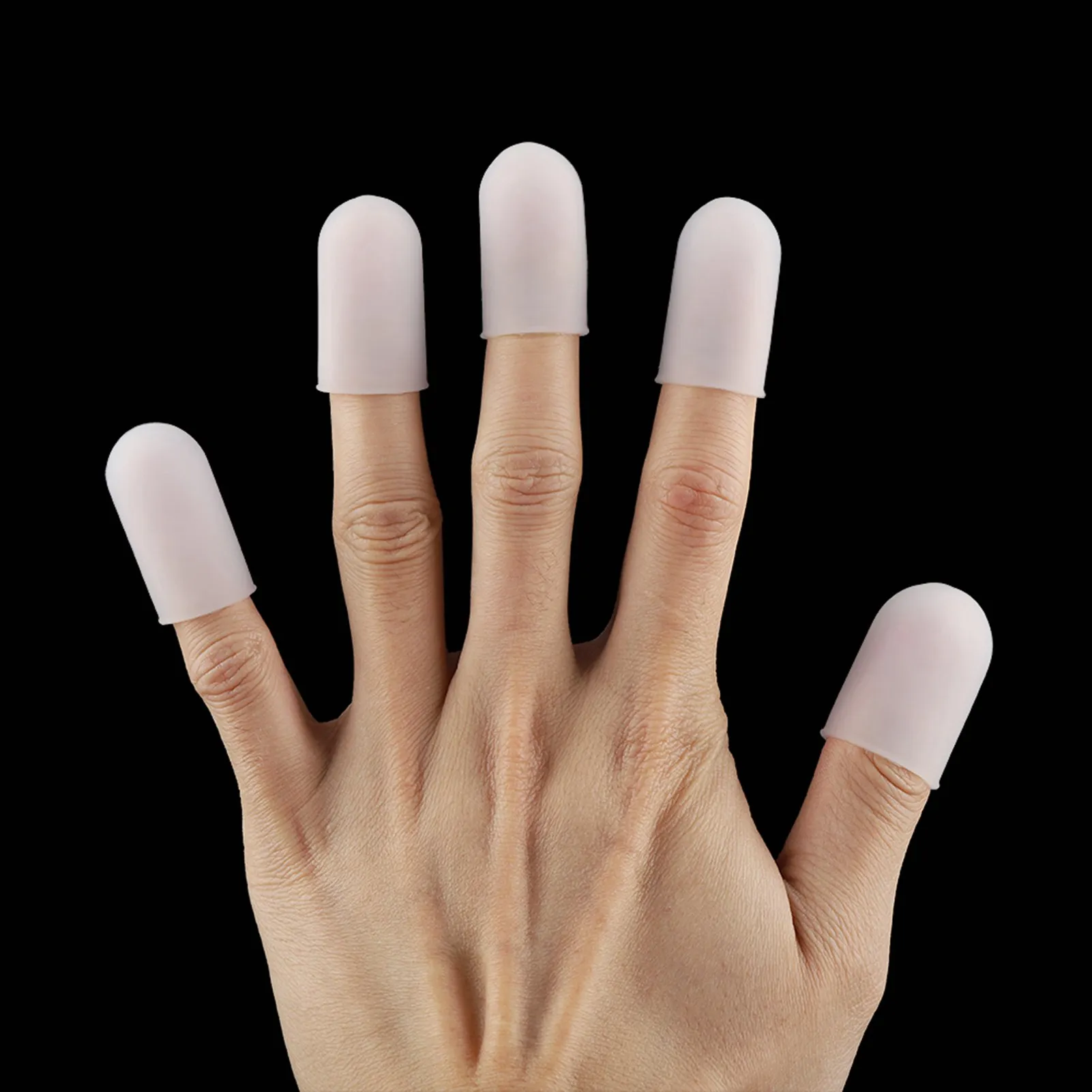 5pcs Silicone Finger Protector Thumbs Sleeve Cover Fingertip Gloves Finger Cots for Heat Cooking Baking Barbecue Kitchen Tools